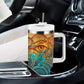 Egyptian Tefnut Fiery Eye Tumbler With Handle with Roaring Lion in Desert and Water Element