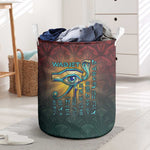 Egyptian Wadjet Winged Cobra Laundry Basket with Eye of Horus in Fiery Royal Protector Theme