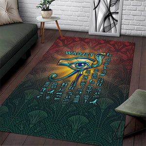 Egyptian Wadjet Winged Cobra Area Rug with Eye of Horus in Fiery Royal Protector Theme