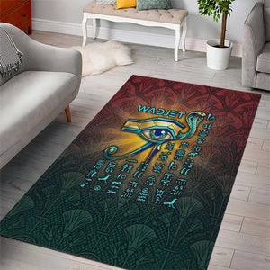 Egyptian Wadjet Winged Cobra Area Rug with Eye of Horus in Fiery Royal Protector Theme