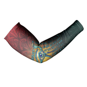 Egyptian Wadjet Winged Cobra Arm Sleeves with Eye of Horus in Fiery Royal Protector Theme
