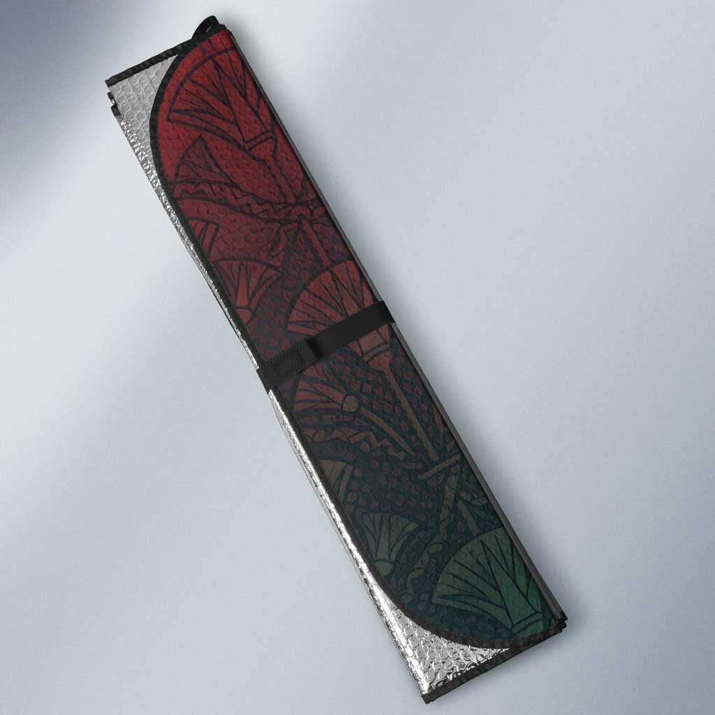 Egyptian Wadjet Winged Cobra Auto Sun Shade with Eye of Horus in Fiery Royal Protector Theme