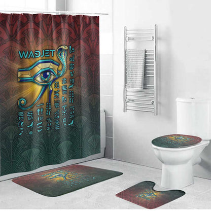 Egyptian Wadjet Winged Cobra Bathroom Set with Eye of Horus in Fiery Royal Protector Theme