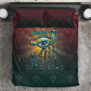 Egyptian Wadjet Winged Cobra Bedding Set with Eye of Horus in Fiery Royal Protector Theme