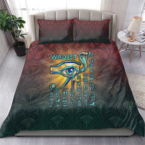 Egyptian Wadjet Winged Cobra Bedding Set with Eye of Horus in Fiery Royal Protector Theme