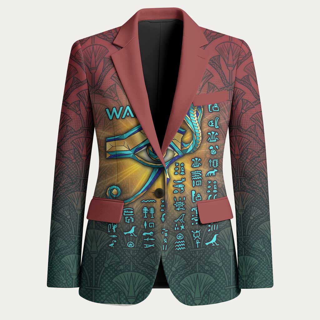 Egyptian Wadjet Winged Cobra Blazer with Eye of Horus in Fiery Royal Protector Theme
