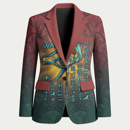 Egyptian Wadjet Winged Cobra Blazer with Eye of Horus in Fiery Royal Protector Theme