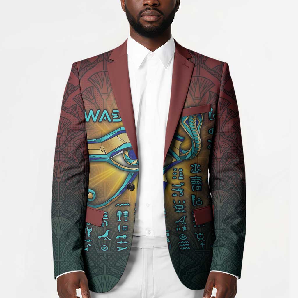 Egyptian Wadjet Winged Cobra Blazer with Eye of Horus in Fiery Royal Protector Theme