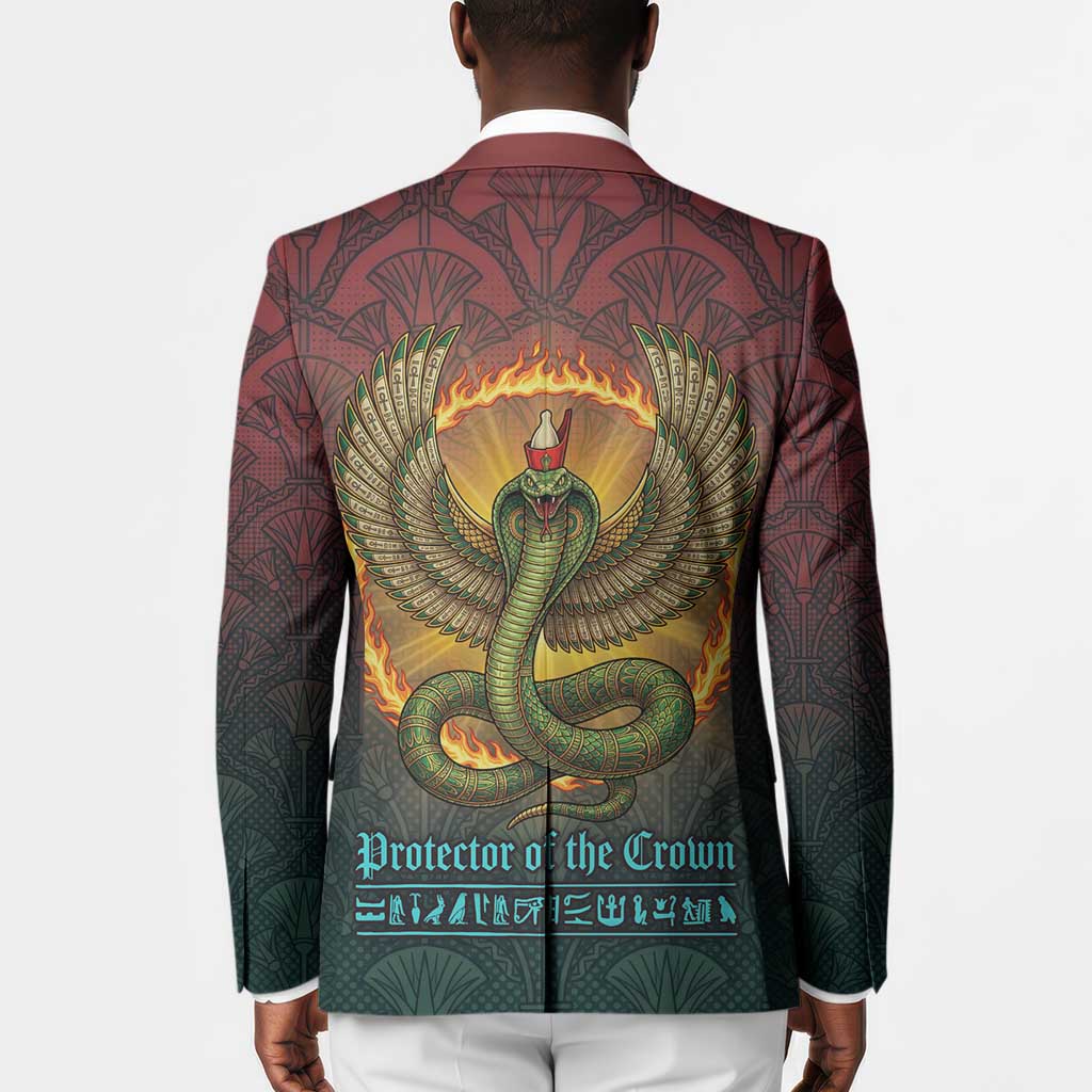 Egyptian Wadjet Winged Cobra Blazer with Eye of Horus in Fiery Royal Protector Theme