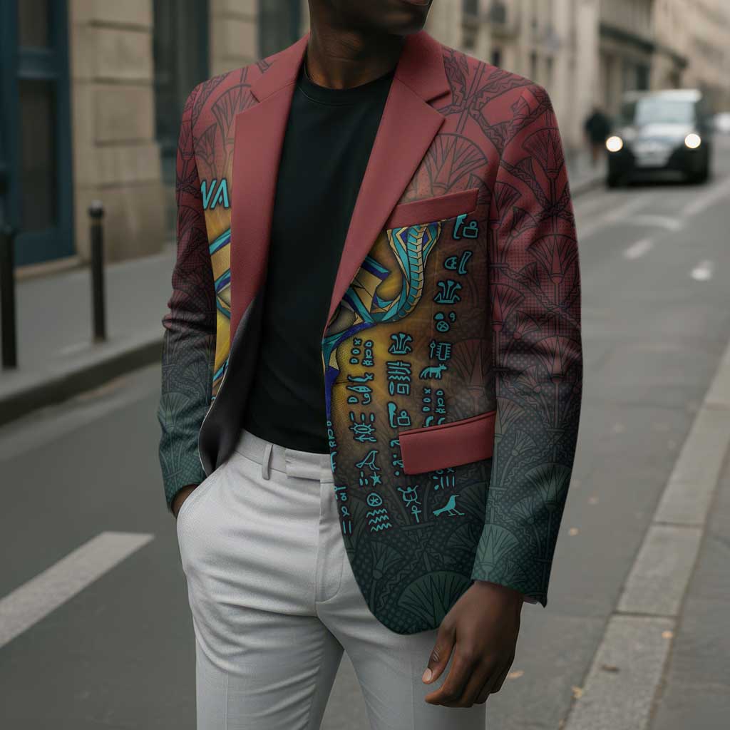 Egyptian Wadjet Winged Cobra Blazer with Eye of Horus in Fiery Royal Protector Theme