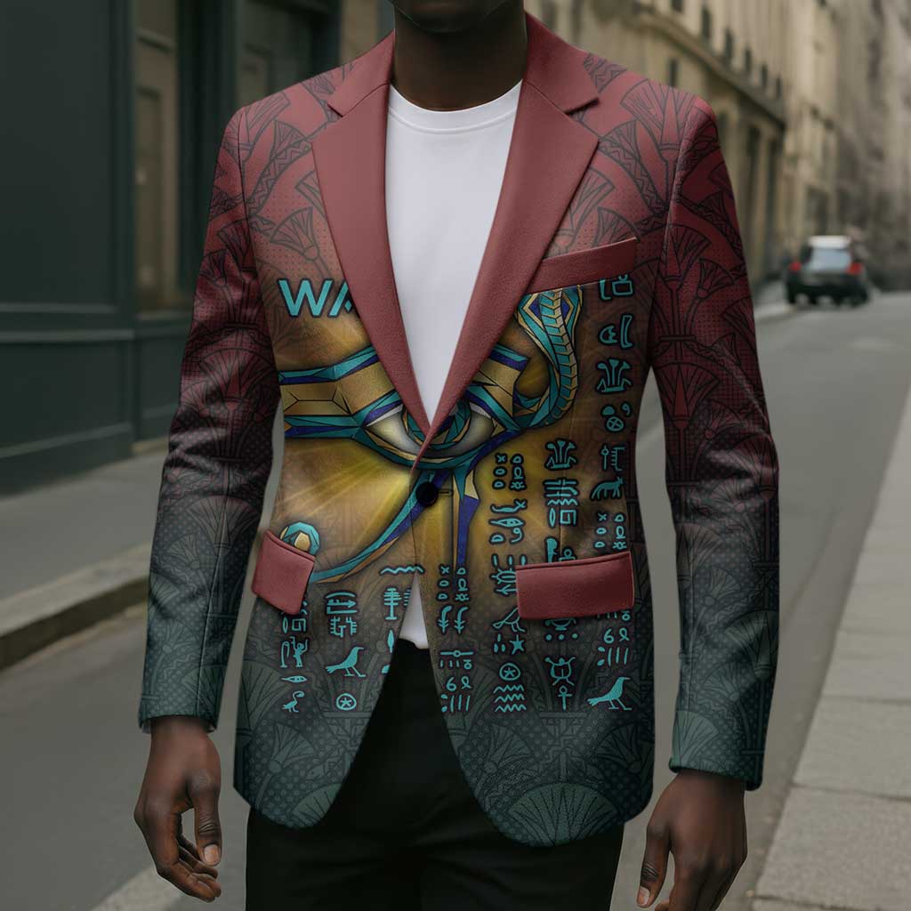 Egyptian Wadjet Winged Cobra Blazer with Eye of Horus in Fiery Royal Protector Theme