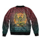 Egyptian Wadjet Winged Cobra Bomber Jacket with Eye of Horus in Fiery Royal Protector Theme