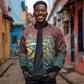 Egyptian Wadjet Winged Cobra Bomber Jacket with Eye of Horus in Fiery Royal Protector Theme