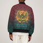 Egyptian Wadjet Winged Cobra Bomber Jacket with Eye of Horus in Fiery Royal Protector Theme