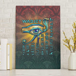 Egyptian Wadjet Winged Cobra Canvas Wall Art with Eye of Horus in Fiery Royal Protector Theme
