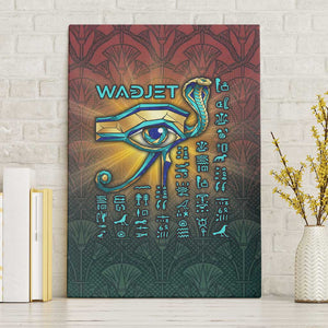 Egyptian Wadjet Winged Cobra Canvas Wall Art with Eye of Horus in Fiery Royal Protector Theme