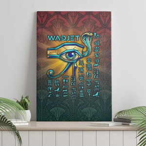 Egyptian Wadjet Winged Cobra Canvas Wall Art with Eye of Horus in Fiery Royal Protector Theme