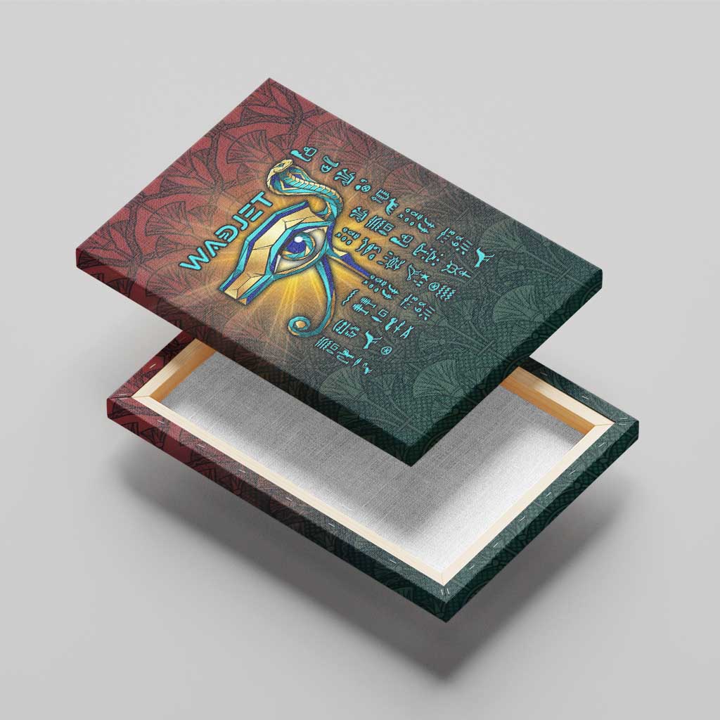 Egyptian Wadjet Winged Cobra Canvas Wall Art with Eye of Horus in Fiery Royal Protector Theme