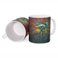 Egyptian Wadjet Winged Cobra Ceramic Mug with Eye of Horus in Fiery Royal Protector Theme