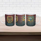 Egyptian Wadjet Winged Cobra Ceramic Mug with Eye of Horus in Fiery Royal Protector Theme