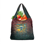 Egyptian Wadjet Winged Cobra Grocery Bag with Eye of Horus in Fiery Royal Protector Theme