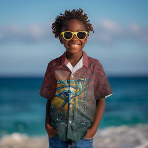 Egyptian Wadjet Winged Cobra Kid Hawaiian Shirt with Eye of Horus in Fiery Royal Protector Theme