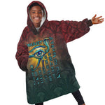 Egyptian Wadjet Winged Cobra Kid Wearable Blanket Hoodie with Eye of Horus in Fiery Royal Protector Theme
