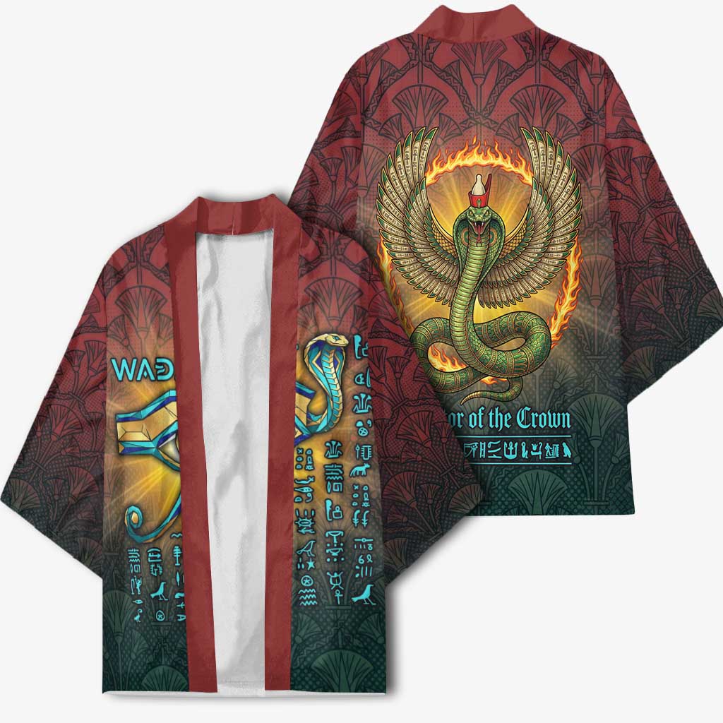 Egyptian Wadjet Winged Cobra Kimono with Eye of Horus in Fiery Royal Protector Theme