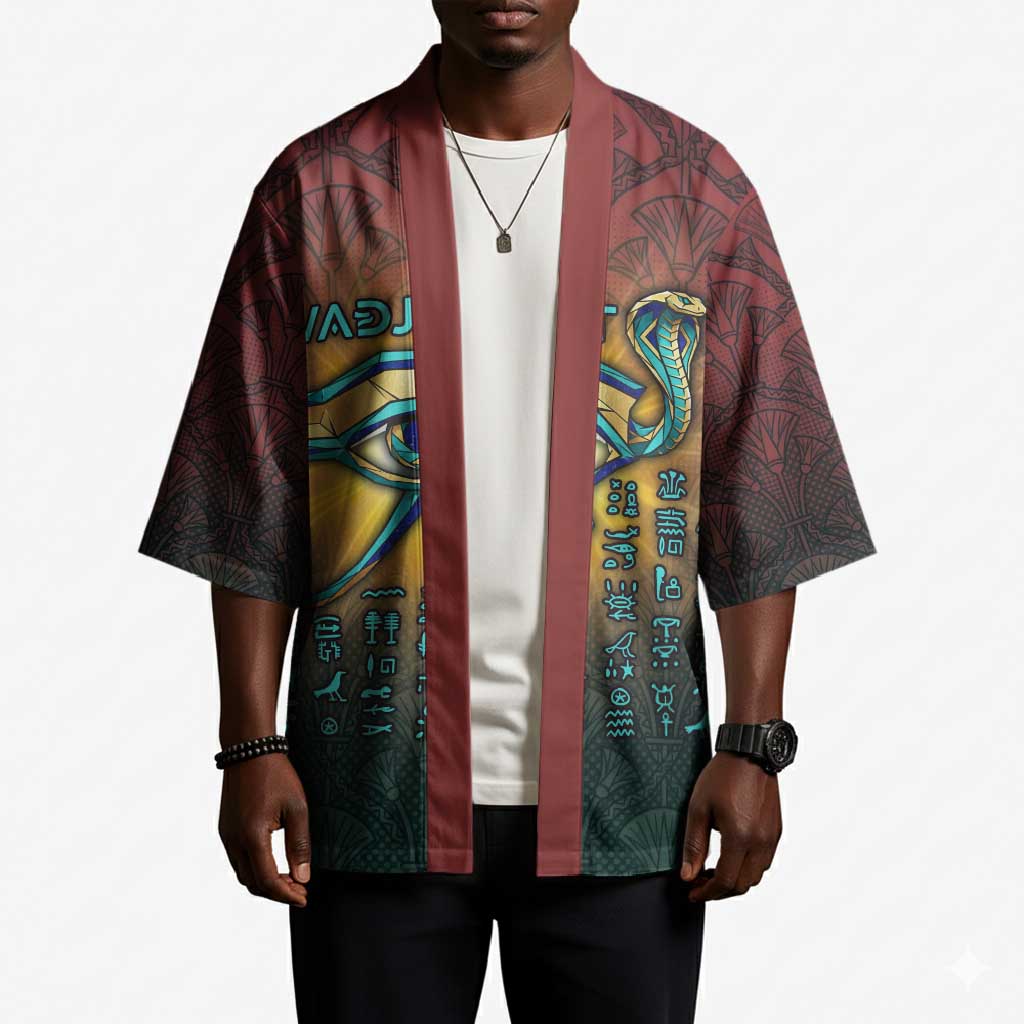 Egyptian Wadjet Winged Cobra Kimono with Eye of Horus in Fiery Royal Protector Theme