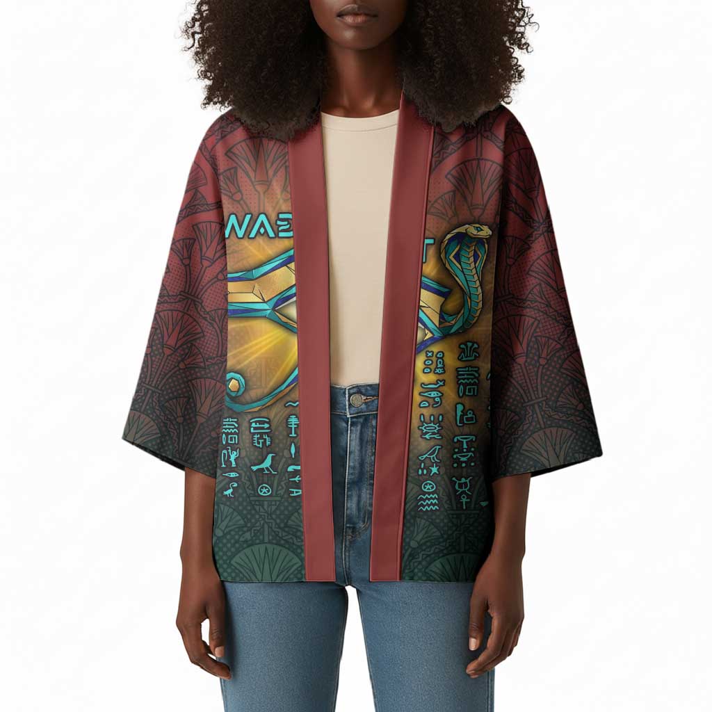 Egyptian Wadjet Winged Cobra Kimono with Eye of Horus in Fiery Royal Protector Theme