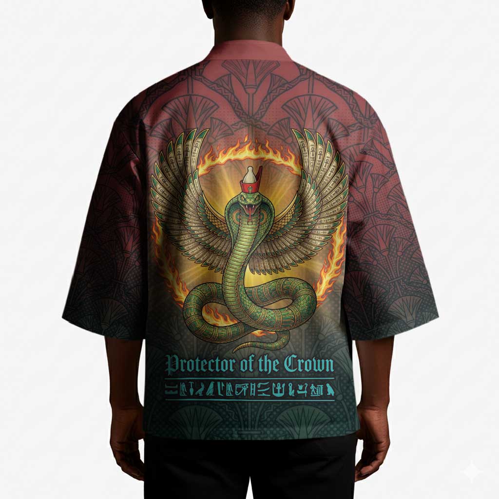 Egyptian Wadjet Winged Cobra Kimono with Eye of Horus in Fiery Royal Protector Theme