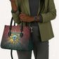Egyptian Wadjet Winged Cobra Leather Bag with Eye of Horus in Fiery Royal Protector Theme