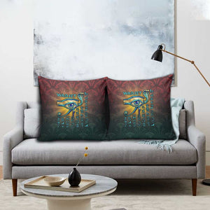 Egyptian Wadjet Winged Cobra Pillow Cover with Eye of Horus in Fiery Royal Protector Theme