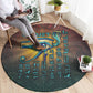 Egyptian Wadjet Winged Cobra Round Carpet with Eye of Horus in Fiery Royal Protector Theme
