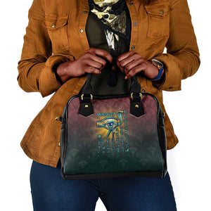 Egyptian Wadjet Winged Cobra Shoulder Handbag with Eye of Horus in Fiery Royal Protector Theme
