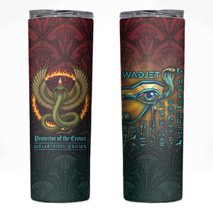Egyptian Wadjet Winged Cobra Skinny Tumbler with Eye of Horus in Fiery Royal Protector Theme