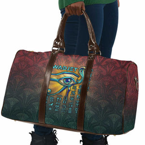Egyptian Wadjet Winged Cobra Travel Bag with Eye of Horus in Fiery Royal Protector Theme
