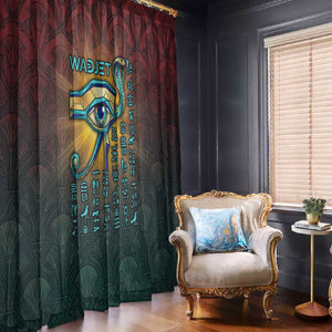 Egyptian Wadjet Winged Cobra Window Curtain with Eye of Horus in Fiery Royal Protector Theme