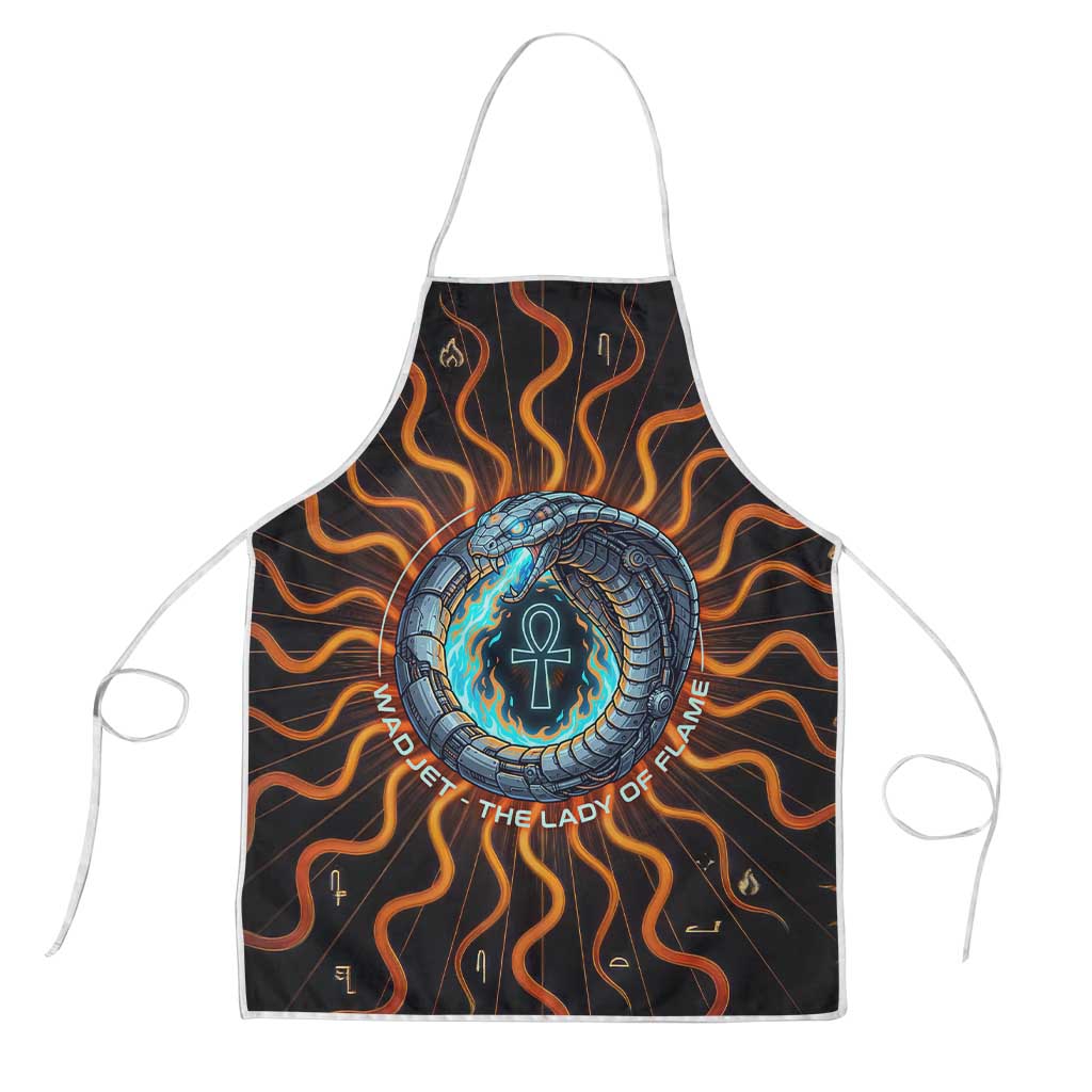 Wadjet Fiery Serpent Apron Egyptian Ankh Symbol in Dark Flame Protector Theme