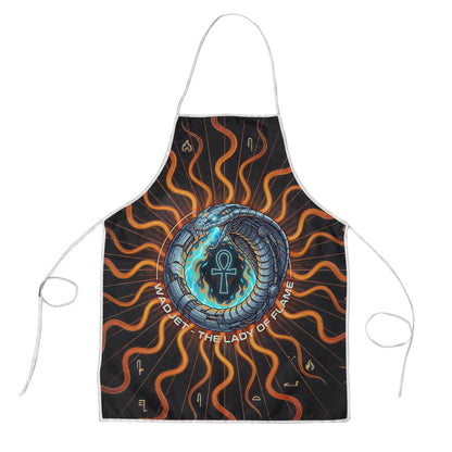 Wadjet Fiery Serpent Apron Egyptian Ankh Symbol in Dark Flame Protector Theme