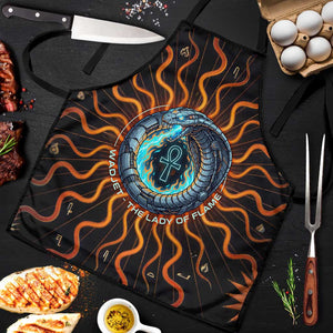 Wadjet Fiery Serpent Apron Egyptian Ankh Symbol in Dark Flame Protector Theme