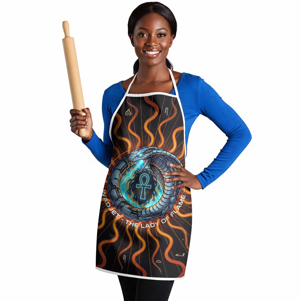 Wadjet Fiery Serpent Apron Egyptian Ankh Symbol in Dark Flame Protector Theme