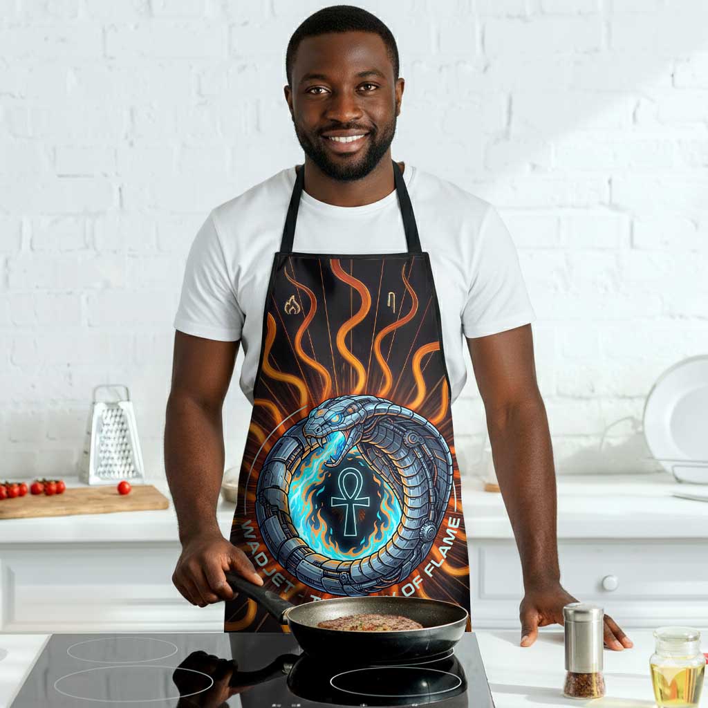 Wadjet Fiery Serpent Apron Egyptian Ankh Symbol in Dark Flame Protector Theme