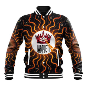 Wadjet Fiery Serpent Baseball Jacket Egyptian Ankh Symbol in Dark Flame Protector Theme