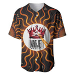 Wadjet Fiery Serpent Baseball Jersey Egyptian Ankh Symbol in Dark Flame Protector Theme