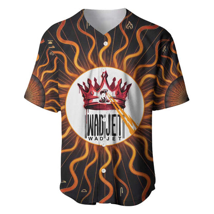 Wadjet Fiery Serpent Baseball Jersey Egyptian Ankh Symbol in Dark Flame Protector Theme