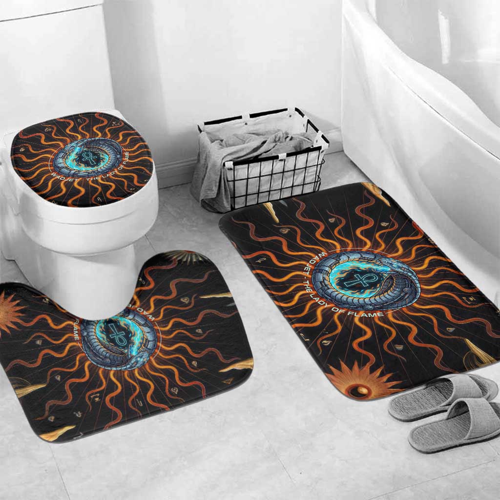 Wadjet Fiery Serpent Bathroom Set Egyptian Ankh Symbol in Dark Flame Protector Theme