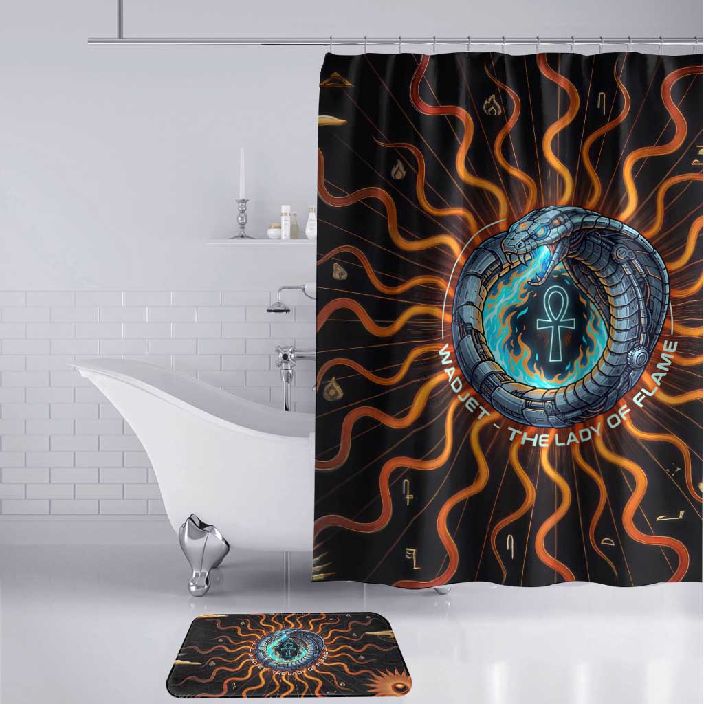 Wadjet Fiery Serpent Bathroom Set Egyptian Ankh Symbol in Dark Flame Protector Theme