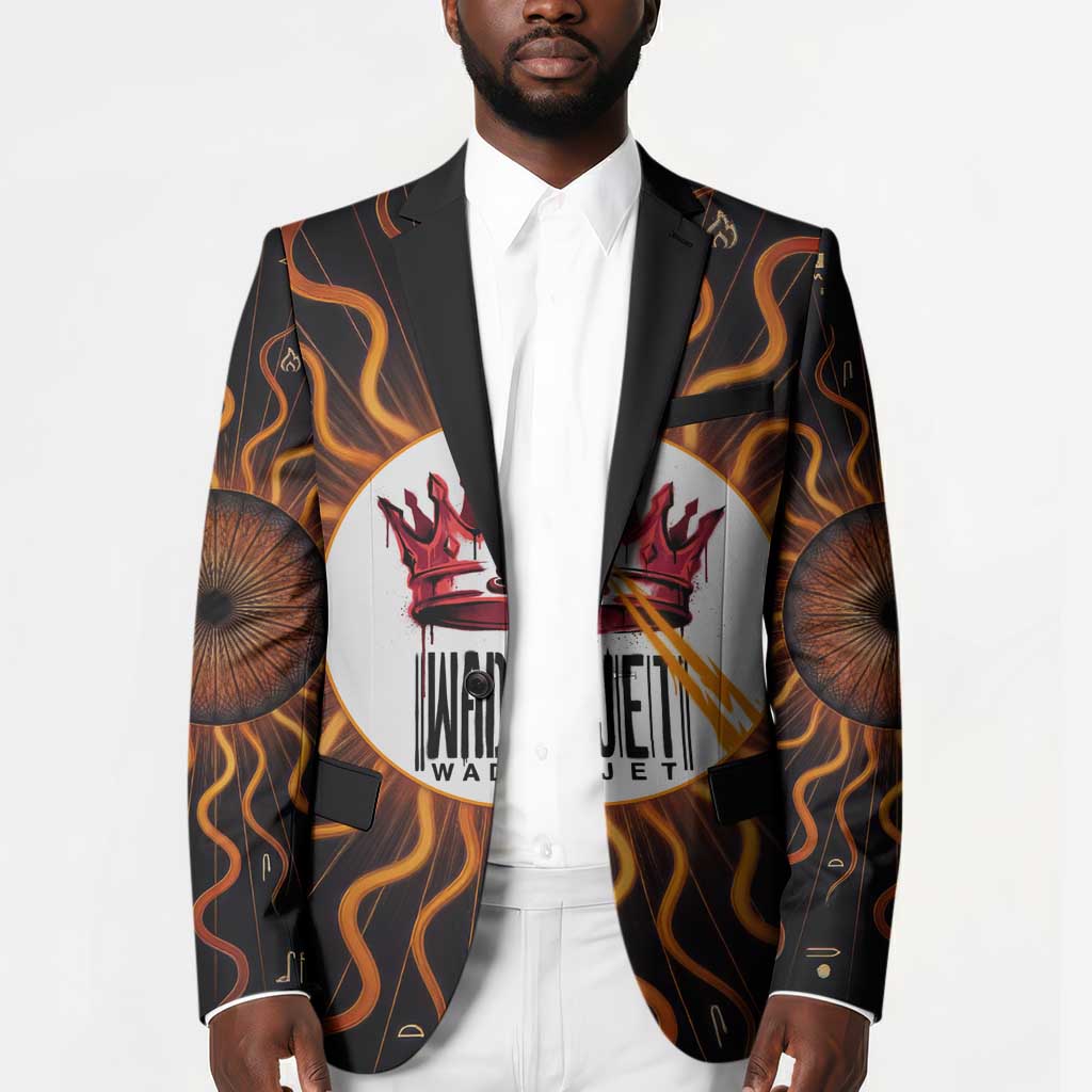 Wadjet Fiery Serpent Blazer Egyptian Ankh Symbol in Dark Flame Protector Theme