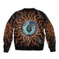 Wadjet Fiery Serpent Bomber Jacket Egyptian Ankh Symbol in Dark Flame Protector Theme